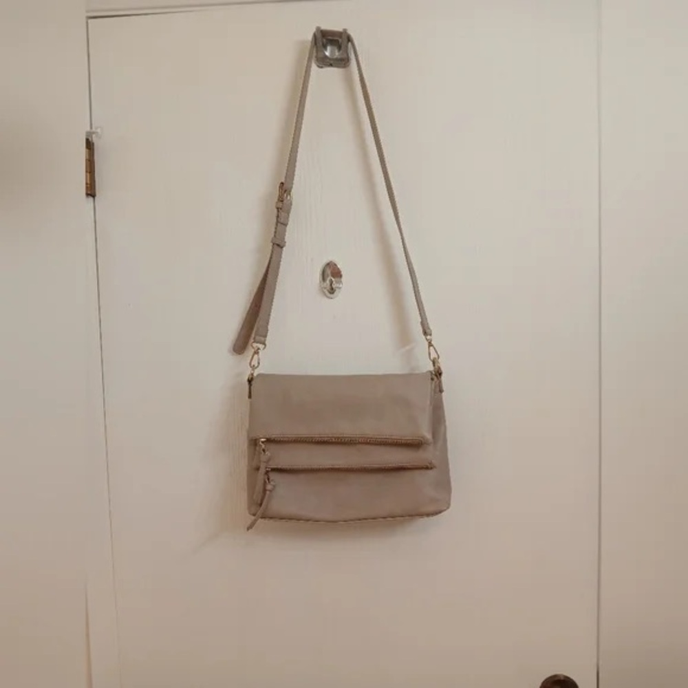 Madison West Cream Crossbody Bag with Adjustable Strap